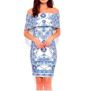 L'ATISTE Fine China Off-Shoulder Dress Size L